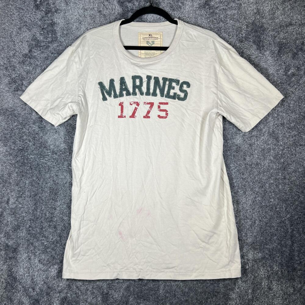 Rapid Dominance Shirt Mens XL White Marines 1775 Graphic Embroidered Cotton